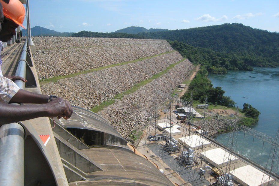 Hydropower rockfill dam - Akosombo and Kpong dams - Volta river, Ghana