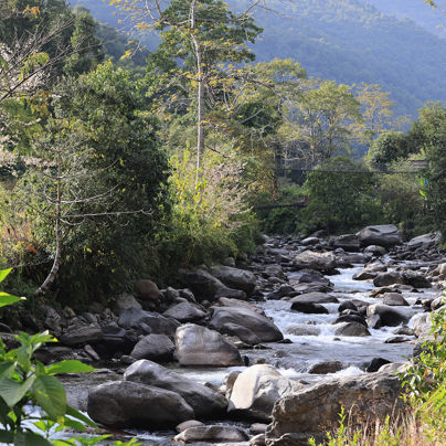 the stream and field in Birethanti, Gangdaki in Nepal