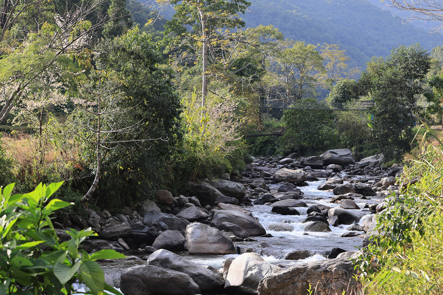 the stream and field in Birethanti, Gangdaki in Nepal