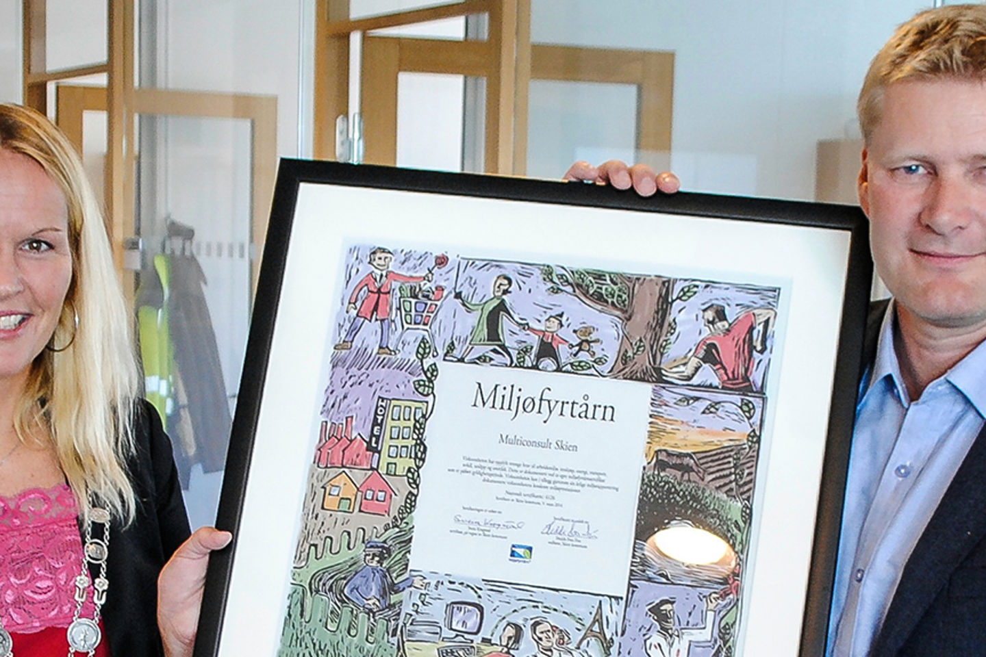 F.v. Hedda Foss-Five, ordfører i Skien kommune, og Svein Ingar Semb, avdelingsleder i Multiconsult.