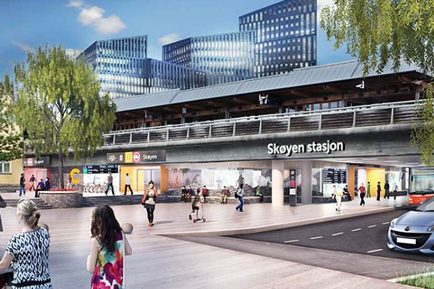 Skøyen stasjonsområde | Illustrasjon: Fornebubanen