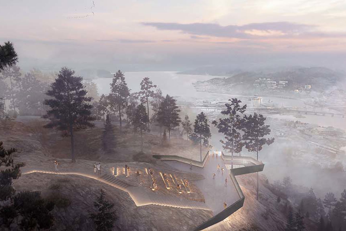 Illustrasjon av Spiraltoppen utsiktspunkt og scene - fulgeperspektiv | Illustrasjon LINK arkitektur