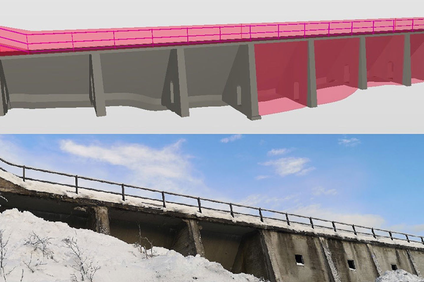 De tre første frostveggene på dam Holden er revet. I den digitale rivemodellen illustreres det som