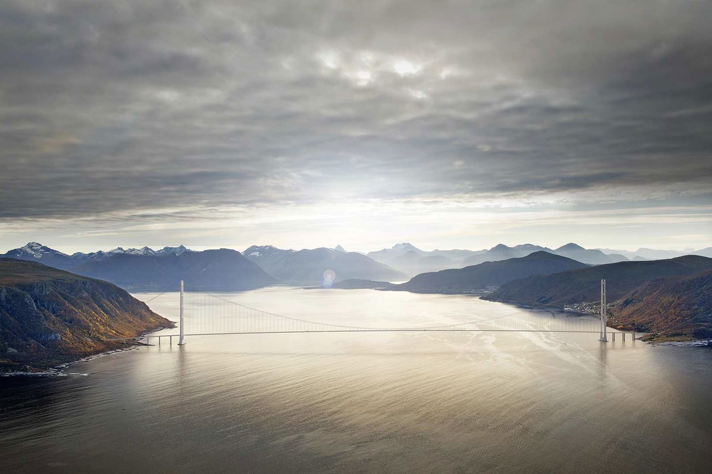 Skisse av hengebru over Sulafjorden | Ill: Multiconsult