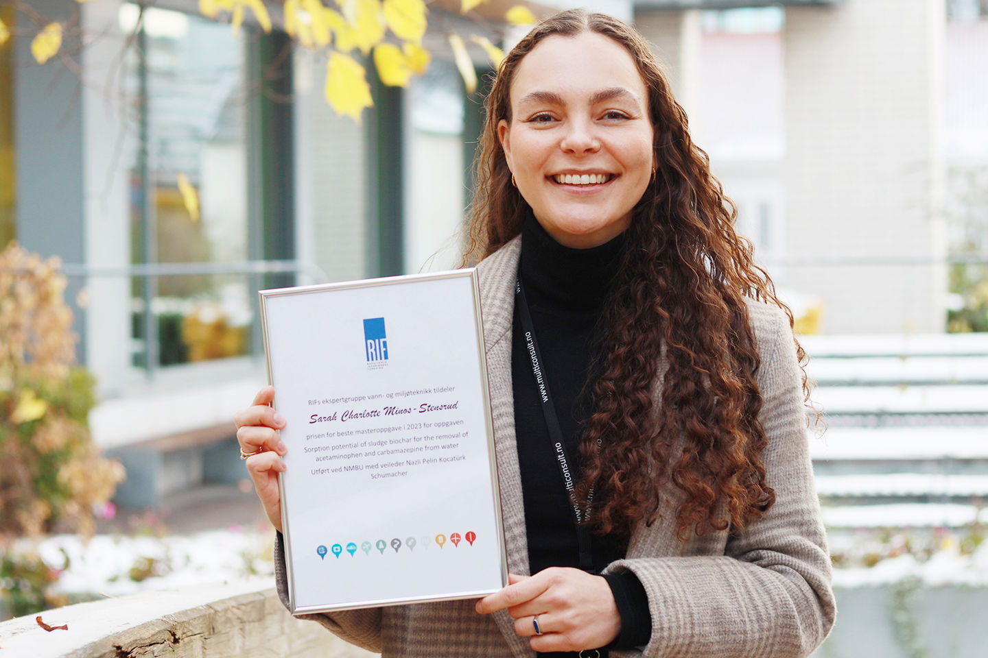 Sarah Minos-Stensrud fikk nylig utdelt årets pris for beste masteroppgave innenfor sektoren vann-